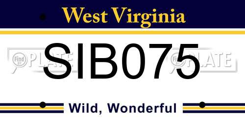 SIB075 West Virginia License Plate