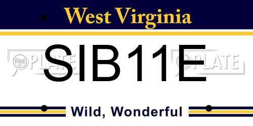 SIB11E West Virginia License Plate