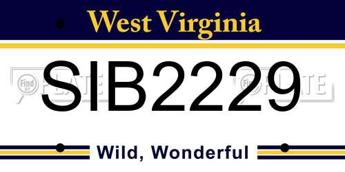 SIB2229 West Virginia License Plate
