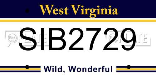 SIB2729 West Virginia License Plate