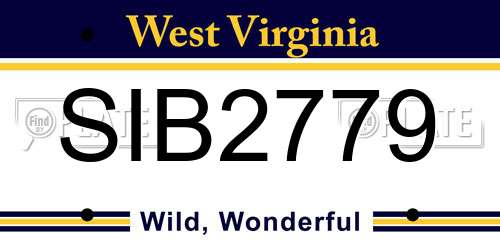 SIB2779 West Virginia License Plate