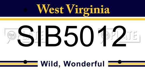 SIB5012 West Virginia License Plate
