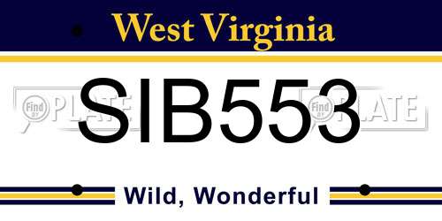 SIB553 West Virginia License Plate