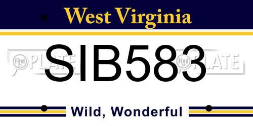 SIB583 West Virginia License Plate