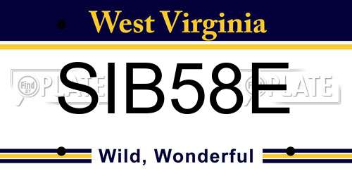 SIB58E West Virginia License Plate