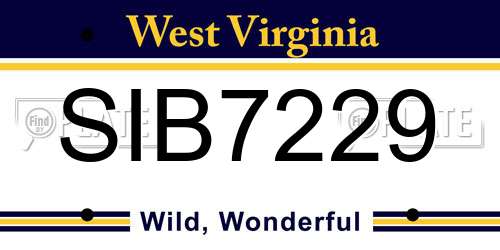 SIB7229 West Virginia License Plate