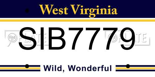 SIB7779 West Virginia License Plate