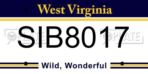 SIB8017 West Virginia License Plate