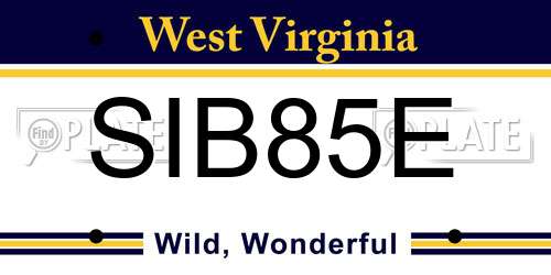SIB85E West Virginia License Plate