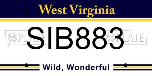 SIB883 West Virginia License Plate