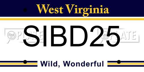 SIBD25 West Virginia License Plate