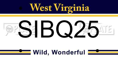 SIBQ25 West Virginia License Plate