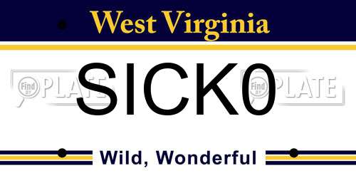 SICK0 West Virginia License Plate