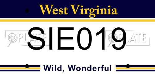 SIE019 West Virginia License Plate
