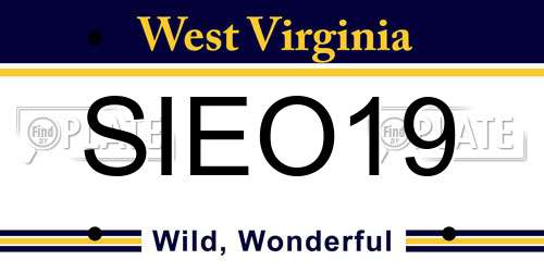 SIEO19 West Virginia License Plate
