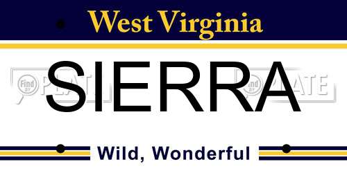 SIERRA West Virginia License Plate