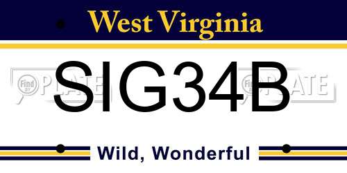 SIG34B West Virginia License Plate
