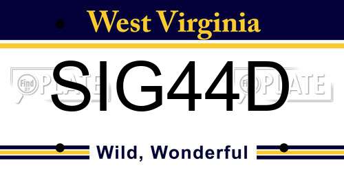 SIG44D West Virginia License Plate