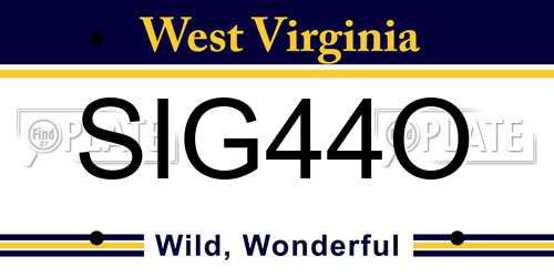 SIG44O West Virginia License Plate