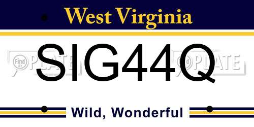 SIG44Q West Virginia License Plate