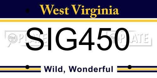 SIG450 West Virginia License Plate