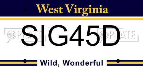 SIG45D West Virginia License Plate