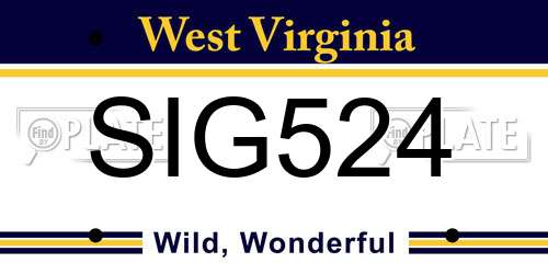 SIG524 West Virginia License Plate
