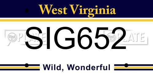 SIG652 West Virginia License Plate