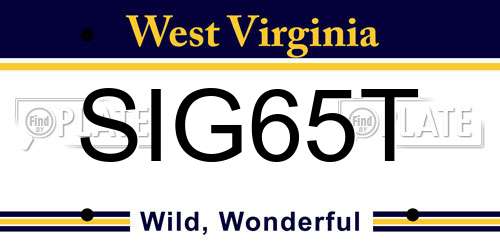 SIG65T West Virginia License Plate