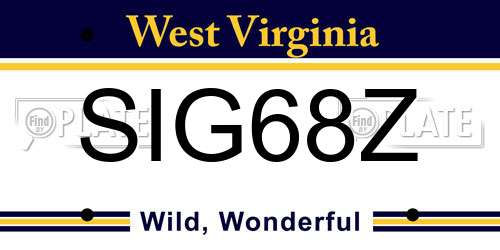 SIG68Z West Virginia License Plate