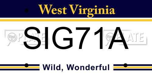 SIG71A West Virginia License Plate