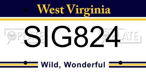 SIG824 West Virginia License Plate