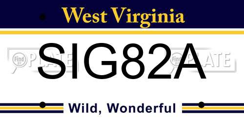 SIG82A West Virginia License Plate