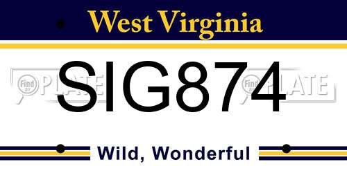 SIG874 West Virginia License Plate