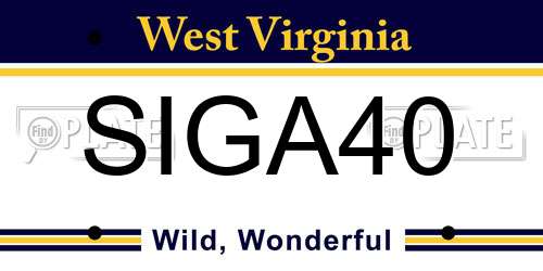 SIGA40 West Virginia License Plate