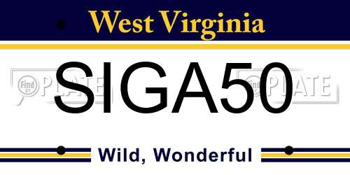 SIGA50 West Virginia License Plate
