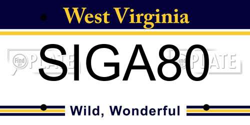 SIGA80 West Virginia License Plate