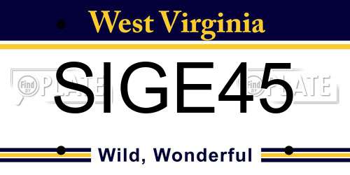 SIGE45 West Virginia License Plate