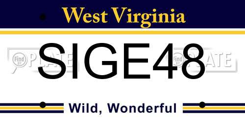 SIGE48 West Virginia License Plate
