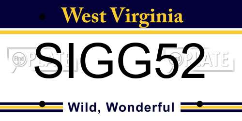 SIGG52 West Virginia License Plate