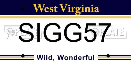 SIGG57 West Virginia License Plate
