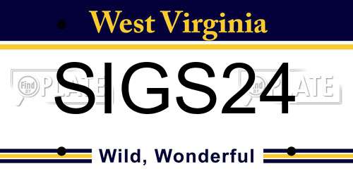 SIGS24 West Virginia License Plate