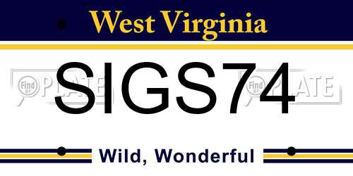 SIGS74 West Virginia License Plate