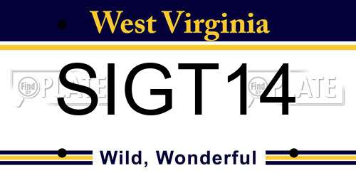 SIGT14 West Virginia License Plate