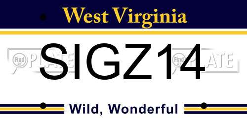 SIGZ14 West Virginia License Plate