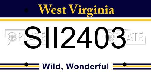 SII2403 West Virginia License Plate
