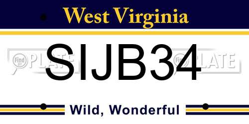 SIJB34 West Virginia License Plate