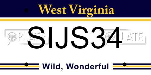 SIJS34 West Virginia License Plate