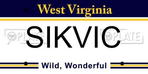 SIKVIC West Virginia License Plate