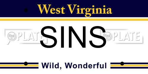 SINS West Virginia License Plate